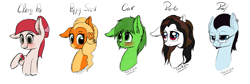 Size: 1791x600 | Tagged: safe, artist:finalaspex, oc, oc only, oc:cherry pop, oc:gak, oc:poppy seed, oc:prof, oc:pronto, pony, bust