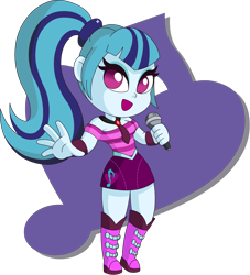 Size: 2724x3000 | Tagged: safe, artist:doctor-g, sonata dusk, equestria girls, rainbow rocks, chibi, clothes, female, looking at you, microphone, open mouth, shirt, simple background, singing, smiling, solo, transparent background