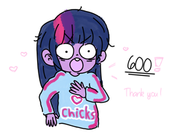 Size: 1280x1017 | Tagged: safe, artist:twilight-sparkle-things, twilight sparkle, equestria girls, cute, exclamation point, female, followers, happy, heart, lesbian, milestone, shocked, thank you, twiabetes