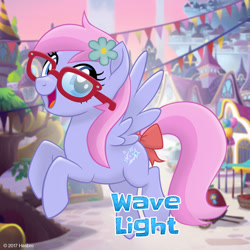 Size: 1080x1080 | Tagged: safe, oc, oc only, oc:wave light, my little pony: the movie, bow, glasses, looking at you, mlp movie pony maker, rearing, solo, tail bow