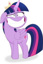 Size: 5199x7779 | Tagged: safe, artist:shutterflyeqd, twilight sparkle, twilight sparkle (alicorn), alicorn, pony, my little pony: the movie, absurd resolution, crown, faic, female, forced smile, grin, majestic as fuck, mare, regalia, simple background, smiling, solo, squee, transparent background, vector
