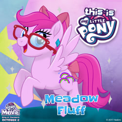 Size: 1080x1080 | Tagged: safe, oc, oc only, oc:meadow fluff, my little pony: the movie, bow, glasses, hair bow, mlp movie pony maker, rearing