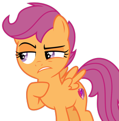 Size: 3125x3178 | Tagged: safe, artist:sketchmcreations, scootaloo, pegasus, pony, marks and recreation, female, filly, raised eyebrow, raised hoof, simple background, skeptical, solo, transparent background, vector