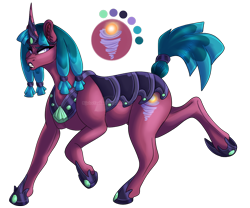 Size: 1000x833 | Tagged: safe, artist:bijutsuyoukai, oc, oc only, oc:desert storm, pony, unicorn, my little pony: the movie, armor, cutie mark background, female, horseshoes, magical lesbian spawn, mare, offspring, parent:somnambula, parent:tempest shadow, parents:sompest, simple background, solo, transparent background