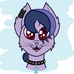 Size: 5000x5000 | Tagged: safe, artist:lucky_night, oc, oc only, oc:shadow music, pony, absurd resolution, cat ears, chibi, cute, looking at you, metal, rock, smiley face, solo