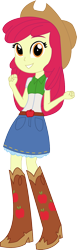 Size: 500x1632 | Tagged: safe, artist:sketchmcreations, apple bloom, equestria girls, accessory swap, adorable face, adorabloom, beautiful, beautiful eyes, beautiful hair, boots, clothes, clothes swap, cowboy boots, cowboy hat, cowgirl, cute, denim skirt, female, hat, high heel boots, orange eyes, red hair, shoes, simple background, skirt, smiling, solo, stetson, transparent background, updated, woman