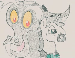 Size: 2284x1776 | Tagged: safe, artist:thestipplebrony, discord, john de lancie, pointillism, stipple, traditional art