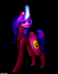 Size: 900x1152 | Tagged: safe, artist:purediamond360, oc, oc only, pony, unicorn, black background, curved horn, female, magic, mare, simple background, solo