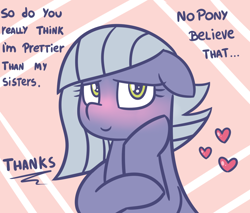 Size: 1000x850 | Tagged: safe, artist:radek1212, limestone pie, pony, blushing, cute, heart, limabetes, solo