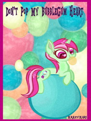 Size: 960x1280 | Tagged: safe, artist:krazykari, minty bubblegum, pony, unicorn, bubblegum, bubblegum bitch, female, food, gum, mare, marina and the diamonds, solo, song reference