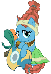 Size: 2200x3200 | Tagged: safe, artist:cheezedoodle96, meadowbrook, pony, a health of information, .svg available, clothes, cute, dress, female, headscarf, healer's mask, jewelry, looking at you, mare, mask, meadowcute, necklace, scarf, simple background, sitting, solo, svg, transparent background, vector