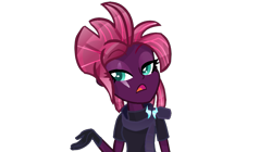 Size: 1023x571 | Tagged: safe, artist:yaycelestia0331, tempest shadow, equestria girls, my little pony: the movie, alternate hairstyle, armor, clothes, equestria girls-ified, eye scar, female, gloves, scar, simple background, solo, transparent background