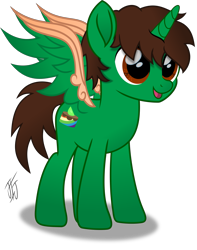 Size: 2889x3662 | Tagged: safe, artist:mlp-scribbles, oc, oc only, oc:frost d. tart, alicorn, pony, alicorn oc, colored wings, green coat, high res, inkscape, male, movie accurate, multicolored wings, ponyscape, simple background, solo, stallion, transparent background, vector