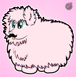 Size: 1007x1021 | Tagged: safe, artist:moonlightfan, oc, oc only, oc:fluffle puff, pony, facial hair, moustache, pink background, simple background, solo, tongue out