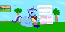 Size: 1024x512 | Tagged: safe, artist:04startycornonline88, minuette, human, pony, unicorn, comforting, female, gravestone, implied death, implied suicide, male, mare, the fairly oddparents, timmy turner, tree