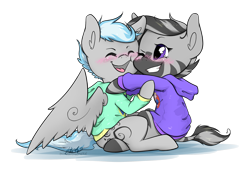 Size: 2272x1571 | Tagged: safe, artist:midnightpremiere, oc, oc only, oc:joey, oc:zuri, zebra, cute, hug