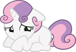 Size: 4500x3069 | Tagged: safe, artist:slb94, sweetie belle, pony, sisterhooves social, cute, diasweetes, floppy ears, kitty belle, looking away, sad, sadorable, simple background, solo, transparent background, vector