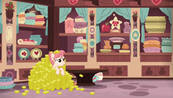 Size: 1280x720 | Tagged: safe, screencap, raspberry vinaigrette, earth pony, pony, discordant harmony, bits, coin, female, mare, money, solo