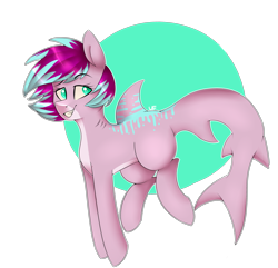 Size: 3507x3378 | Tagged: safe, artist:universe-fairy, oc, oc only, oc:pearly whites, original species, shark pony, commission, smiling, solo
