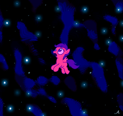 Size: 579x544 | Tagged: safe, artist:docwario, scootaloo, pegasus, pony, amazed, animated, female, filly, gif, my god its full of stars, open mouth, solo, space