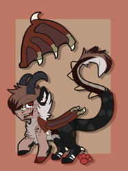 Size: 2329x3121 | Tagged: safe, artist:oddends, oc, oc only, oc:abraxas, cat pony, dracony, hybrid, original species, adoptable, mix