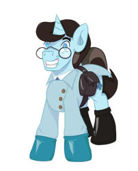 Size: 500x619 | Tagged: safe, artist:mediponee, pony, clothes, cloths, crossover, doctor, glasses, gloves, grin, horn, latex, latex gloves, male, medic, ponified, saddle bag, simple background, smiling, solo, stallion, team fortress 2, transparent background