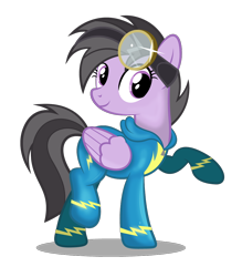 Size: 948x1080 | Tagged: safe, artist:noah-x3, oc, oc only, oc:chloe jones, pegasus, pony, clothes, female, goggles, mare, raised hoof, simple background, solo, transparent background, uniform, wonderbolts uniform