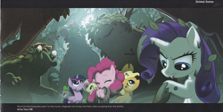 Size: 2564x1292 | Tagged: safe, artist:tony cliff, applejack, fluttershy, pinkie pie, rarity, spike, twilight sparkle, twilight sparkle (alicorn), alicorn, dragon, earth pony, pegasus, pony, troll, unicorn, my little pony: the movie, the art of my little pony: the movie, cropped, deleted scene, mud, slug troll, slug troll swamp, worm's eye view