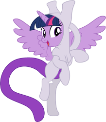 Size: 1001x1146 | Tagged: safe, artist:cloudyglow, twilight sparkle, twilight sparkle (alicorn), alicorn, pony, clothes, costume, female, mare, mewtwo, pokémon, simple background, smiling, solo, transparent background, vector, vector trace