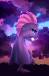 Size: 1864x2864 | Tagged: safe, artist:php69, fizzlepop berrytwist, tempest shadow, unicorn, my little pony: the movie, broken horn, crying, eye scar, female, filly, sad, scar, solo, younger