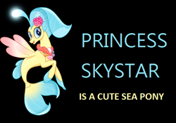 Size: 610x427 | Tagged: safe, princess skystar, pony, seapony (g4), my little pony: the movie, black background, captain obvious, cute, female, image macro, mare, meme, simple background, skyabetes, solo, truth