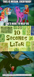 Size: 640x1436 | Tagged: safe, bow tie (g1), firefly, first born, megan williams, twinkles, g1, rescue at midnight castle, image macro, meme, pat no pay, spongebob squarepants, spongebob time card, stratodon