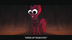 Size: 1920x1080 | Tagged: safe, edit, edited screencap, screencap, fizzlepop berrytwist, tempest shadow, pony, my little pony: the movie, cute, eye, eyes, googly eyes, meme, open up your *very* eyes, open up your eyes, pretty pretty tempest, silly, silly pony, solo, special eyes