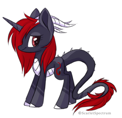 Size: 2778x2687 | Tagged: safe, artist:scarlet-spectrum, oc, oc only, oc:scarlet spectrum, dracony, hybrid, pony, unicorn, female, looking back, mare, simple background, solo, transparent background