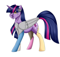 Size: 1024x970 | Tagged: safe, artist:crecious, twilight sparkle, twilight sparkle (alicorn), alicorn, pony, zombie, female, frankenstein's monster, looking at you, mare, monster mare, simple background, transparent background