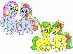 Size: 1240x909 | Tagged: safe, artist:honeytediz, pony, g3, generational ponidox, kiwi tart, rainbow swirl, self ponidox