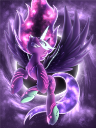 Size: 1875x2500 | Tagged: safe, artist:shad0w-galaxy, midnight sparkle, sci-twi, twilight sparkle, twilight sparkle (alicorn), alicorn, pony, equestria girls ponified, evil grin, female, grin, looking at you, mare, ponified, scitwilicorn, smiling, solo