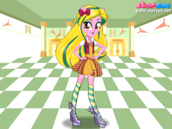 Size: 800x600 | Tagged: safe, artist:user15432, lemon zest, human, equestria girls, friendship games, bow, clothes, crystal prep shadowbolts, dressup game, hair bow, hand on hip, hasbro, hasbro studios, outfit, ponied up, school spirit, school uniform, schoolgirl, shoes, socks, starsue