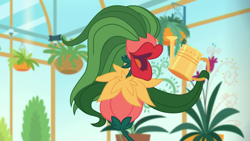 Size: 1280x720 | Tagged: safe, screencap, equestria girls, equestria girls series, my little shop of horrors, flower, greenhouse, plant, potted plant, solo, watering can