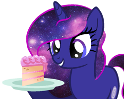 Size: 803x639 | Tagged: safe, artist:duyguusss, oc, oc only, oc:galaxy, pony, unicorn, base used, cake, female, food, galaxy mane, mare, simple background, solo, transparent background