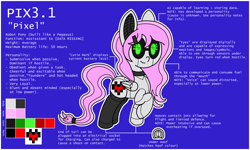 Size: 2560x1536 | Tagged: safe, artist:stormydoods, oc, oc only, oc:pix3.1, pony, robot, robot pony, reference sheet