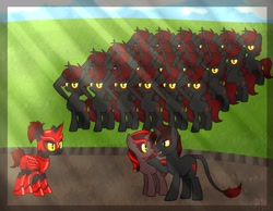 Size: 2560x1982 | Tagged: safe, artist:common_legion, oc, oc only, pony, armor, grass, legion, red and black oc