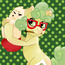 Size: 2000x2000 | Tagged: safe, artist:kiwiscribbles, oc, oc only, oc:kiwi scribbles, dog, animal, curly hair, glasses