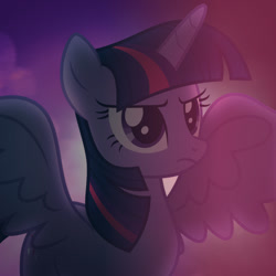 Size: 1000x1000 | Tagged: safe, artist:cloudbringerart, twilight sparkle, twilight sparkle (alicorn), alicorn, pony, female, gradient background, shadow, smoke, solo