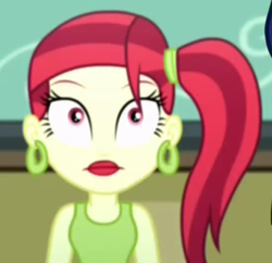 Size: 364x352 | Tagged: safe, screencap, rose heart, eqg summertime shorts, equestria girls, subs rock, cropped, ear piercing, earring, jewelry, lipstick, piercing