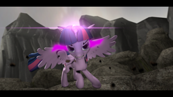 Size: 1920x1080 | Tagged: safe, artist:dragonfightermr, twilight sparkle, twilight sparkle (alicorn), alicorn, 3d, angry, female, magic, solo, source filmmaker