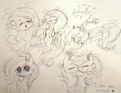 Size: 1024x790 | Tagged: safe, artist:ohsushime, oc, oc only, oc:antares, pony, female, mare, monochrome, oc x oc, shipping, sketch