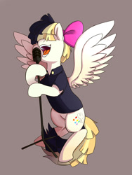 Size: 900x1200 | Tagged: safe, artist:passigcamel, songbird serenade, pegasus, pony, my little pony: the movie, clothes, female, mare, microphone, simple background, singing, solo