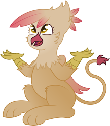 Size: 3379x3896 | Tagged: safe, artist:plone, oc, oc only, oc:lacy, griffon, female, griffonized, shrug, simple background, species swap, transparent background