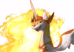 Size: 8598x6047 | Tagged: safe, artist:lettelauren, daybreaker, alicorn, pony, a royal problem, absurd resolution, evil grin, fire, grin, smiling